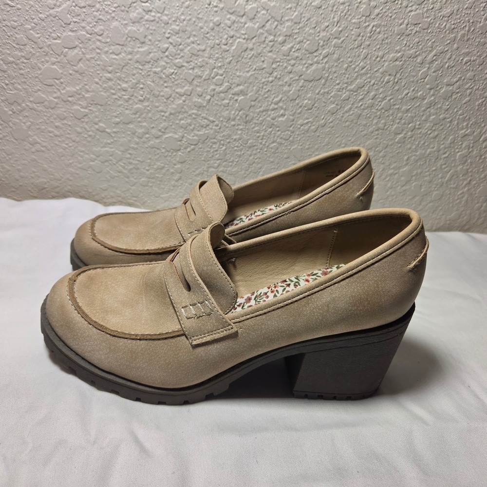 Dirty Laundry Lita 027 Tan Faux Suede Platform Lug Sole Penny Loafers 8.5 39
